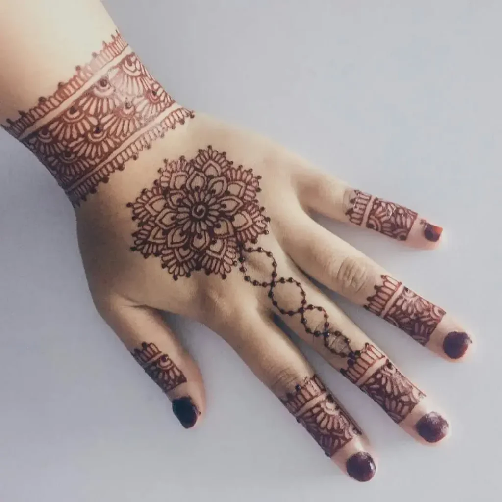 gambar henna simple dan mudah ditiru telapak tangan
