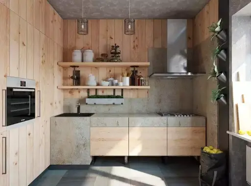 Dapur minimalis 2x2 serba kayu